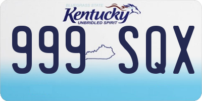 KY license plate 999SQX