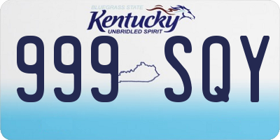 KY license plate 999SQY