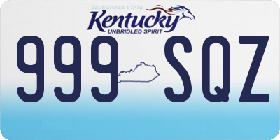 KY license plate 999SQZ