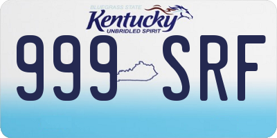 KY license plate 999SRF