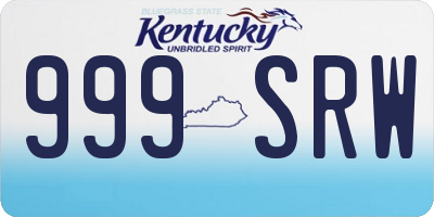 KY license plate 999SRW