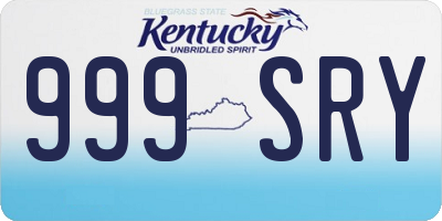 KY license plate 999SRY