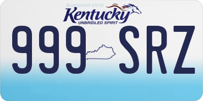 KY license plate 999SRZ