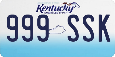 KY license plate 999SSK