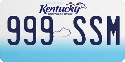 KY license plate 999SSM