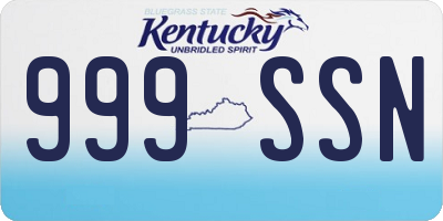 KY license plate 999SSN