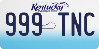 KY license plate 999TNC