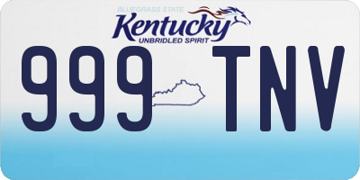 KY license plate 999TNV