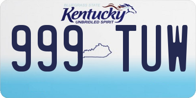 KY license plate 999TUW