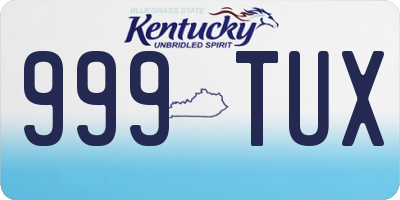 KY license plate 999TUX