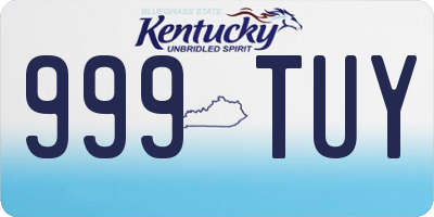 KY license plate 999TUY