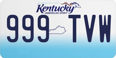 KY license plate 999TVW