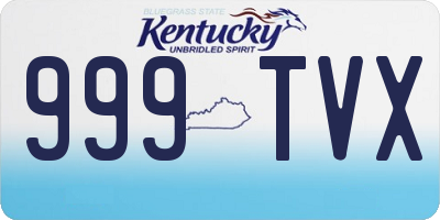 KY license plate 999TVX