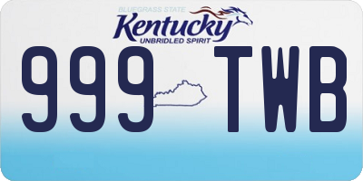 KY license plate 999TWB