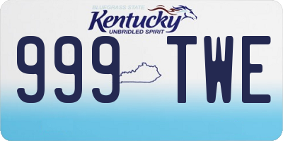 KY license plate 999TWE