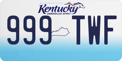 KY license plate 999TWF