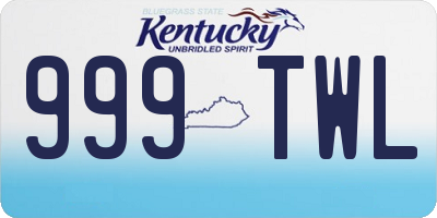 KY license plate 999TWL