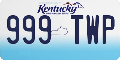 KY license plate 999TWP