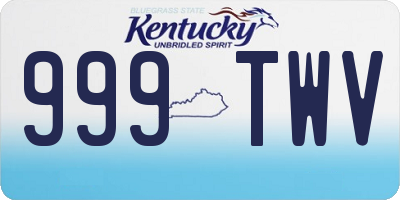 KY license plate 999TWV