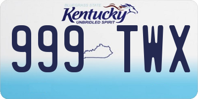 KY license plate 999TWX