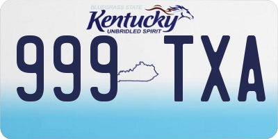 KY license plate 999TXA