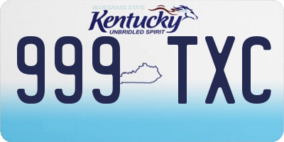 KY license plate 999TXC