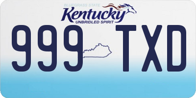 KY license plate 999TXD