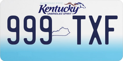 KY license plate 999TXF