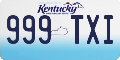 KY license plate 999TXI