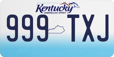 KY license plate 999TXJ