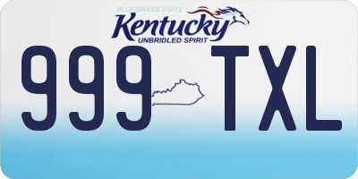 KY license plate 999TXL
