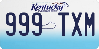 KY license plate 999TXM