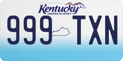 KY license plate 999TXN