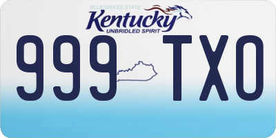 KY license plate 999TXO