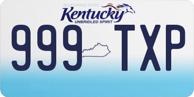 KY license plate 999TXP