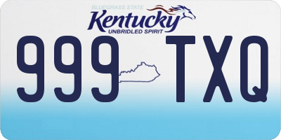 KY license plate 999TXQ