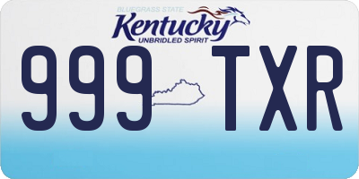 KY license plate 999TXR