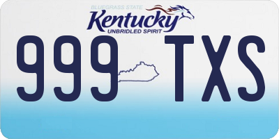 KY license plate 999TXS
