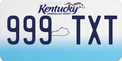 KY license plate 999TXT