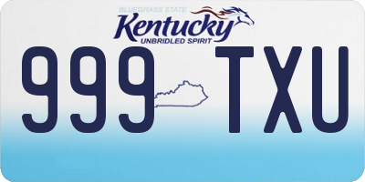 KY license plate 999TXU