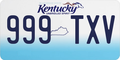 KY license plate 999TXV
