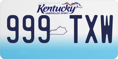 KY license plate 999TXW