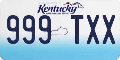 KY license plate 999TXX