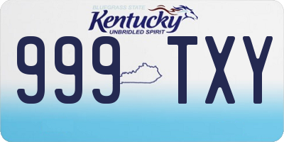 KY license plate 999TXY