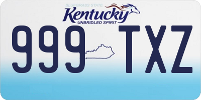KY license plate 999TXZ