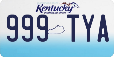 KY license plate 999TYA
