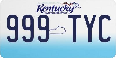 KY license plate 999TYC