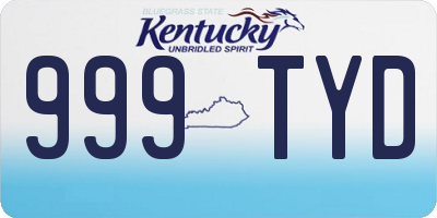 KY license plate 999TYD