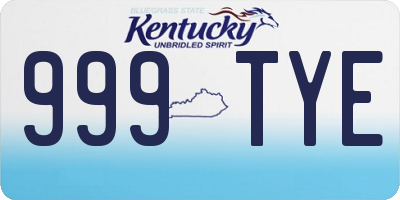 KY license plate 999TYE