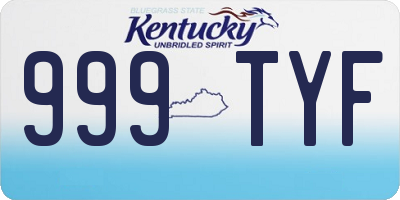 KY license plate 999TYF